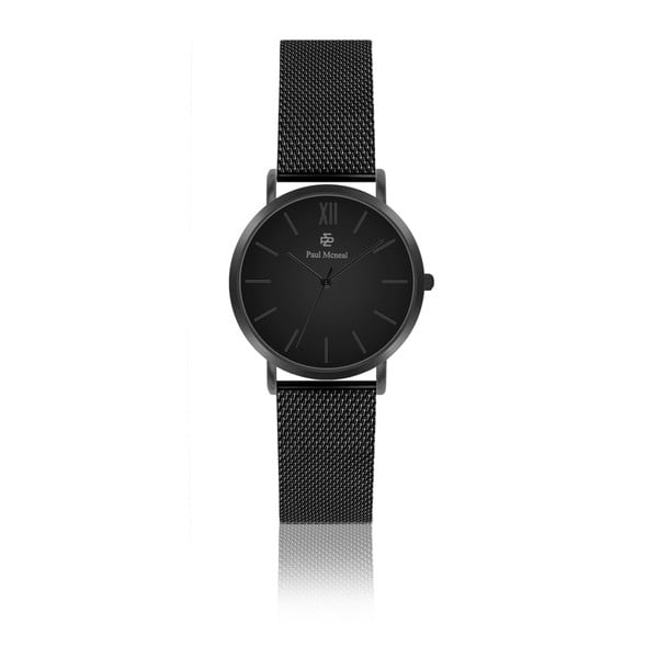 Dámské hodinky s černým kovovým řemínkem Paul McNeal Noche, ⌀ 3,6 cm