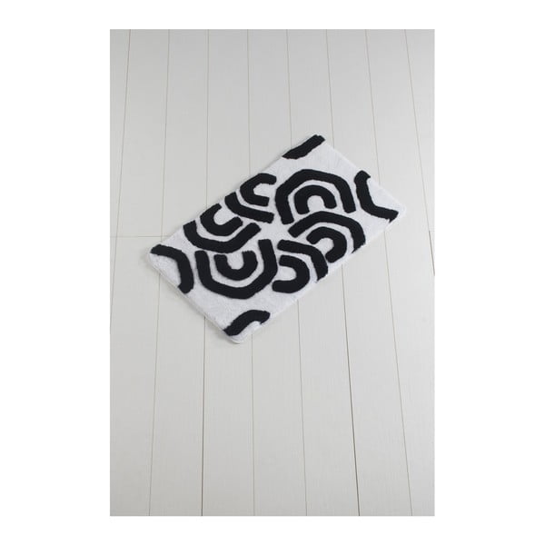 Černo-bílá koupelnová předložka Waves Laturo, 100 x 60 cm