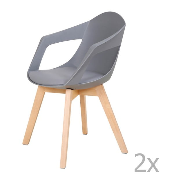 Sada 2 šedých jídelních židlí 360 Living Robin