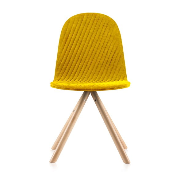Žlutá židle s přírodními nohami Iker Mannequin Stripe