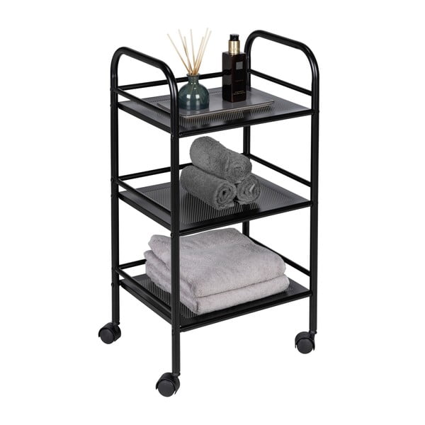 Must metallist ratastega riiul 41x75 cm - Wenko-image-3