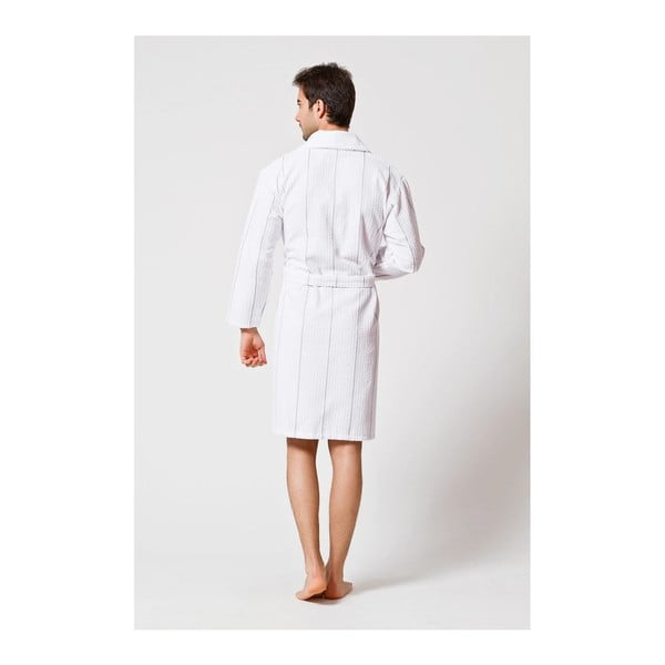 Bílý pánský župan s šedivým detailem U.S. Polo Assn. Casper, vel. S/M-image-2