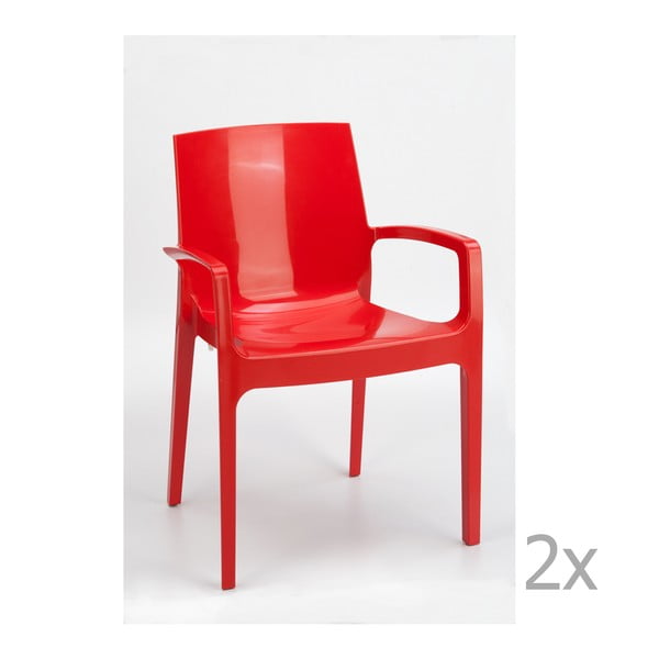 Sada 2 červených  jídelních židlí Castagnetti Cream