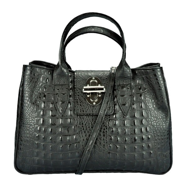 Černá kožená kabelka Pitti Bags Bergamo