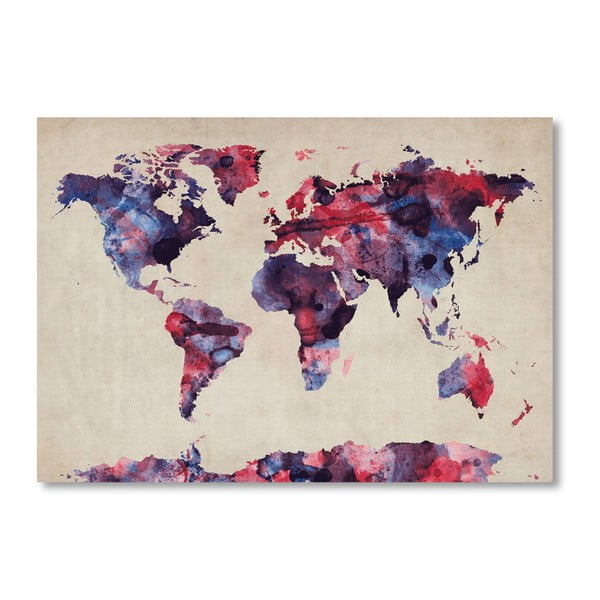 Plakát s fialovo-červenou mapou světa Americanflat Painting, 60 x 42 cm
