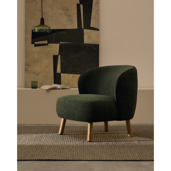 Roheline šenillist tugitool Ulit - Kave Home-image-1