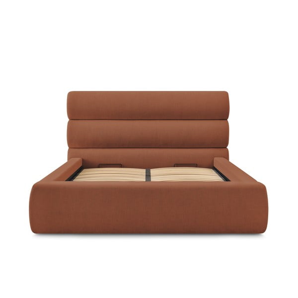 Oranž polsterdatud kaheinimesevoodi koos voodipõhjaga 180x200 cm Jagna - Bobochic Paris-image-3