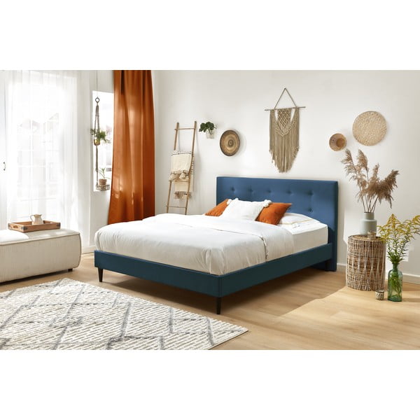 Sinine topitud kaheinimese voodi koos võrega 160x200 cm Rory - Bobochic Paris-image-3