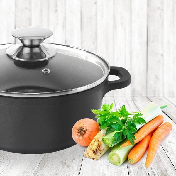 Pfluon Granit kleepumisvastane klaasist kaanega pott , ⌀ 24 cm Grande - Orion-image-1