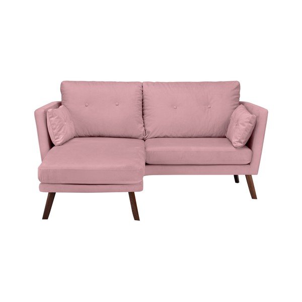 Světle růžová třímístná pohovka Mazzini Sofas Elena, s lenoškou na levém rohu-image-4