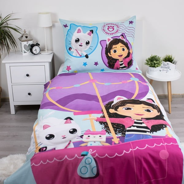 Puuvillane laste voodipesu üheinimesevoodile 140x200 cm Gabby's Dollhouse "Balloon"  - Jerry Fabrics-image-1