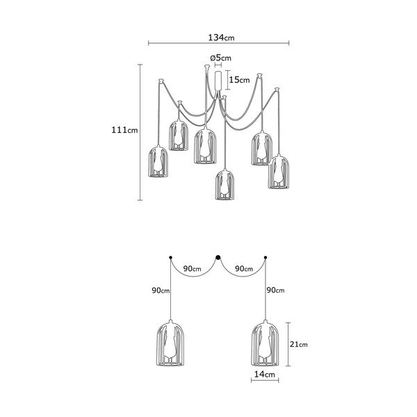 Must rippvalgusti 6 pirnile Pamukkale - Opviq lights-image-2