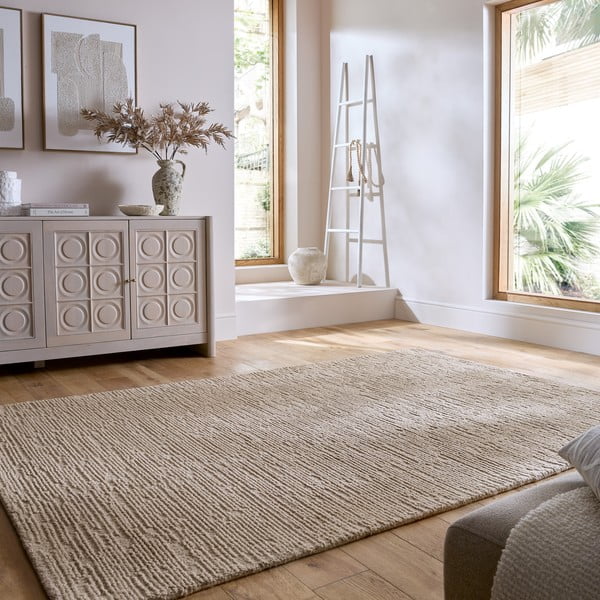 Beež käsitsi kootud villane vaip 160x230 cm Harris Boucle - Flair Rugs-image-1