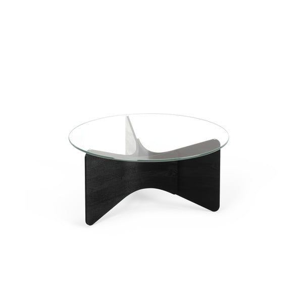 Must ümmargune klaasist diivanilaud 87x87 cm Madera - Umbra