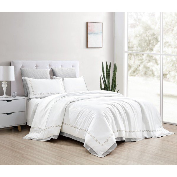Valge satiin-puuvillast pikendatud voodipesu kaheinimesevoodile 240x220 cm Diana - Mila Home Luxury