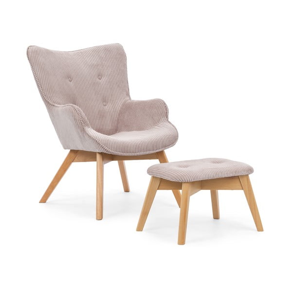 Heleroosa velvetist tugitool koos jalatoega Niko - Ropez