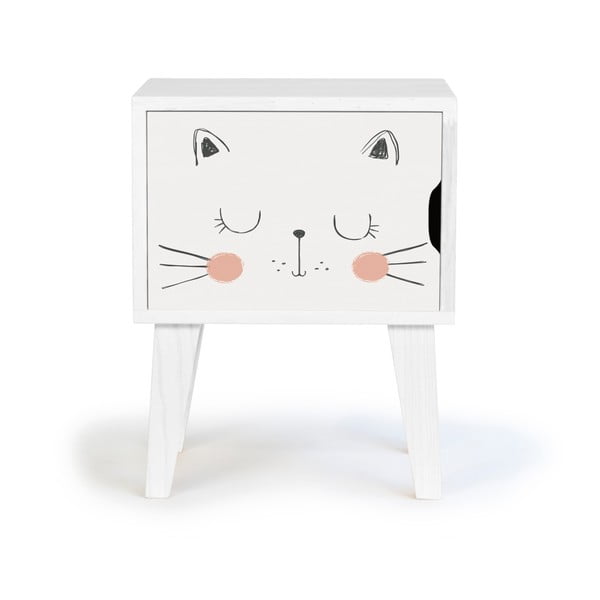 Bílý dětský noční stolek z borovicového dřeva Cat - Little Nice Things