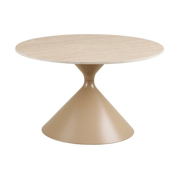 Beež ümmargune kohvilaud keraamilise pealispinnaga ø 70 cm Annecy - House Nordic-image-2