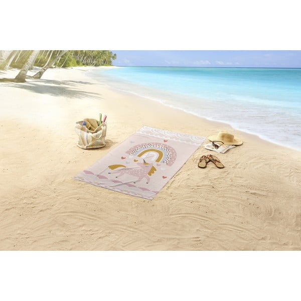 Roosa ja beež rannarätik 75x150 cm - Good Morning-image-1