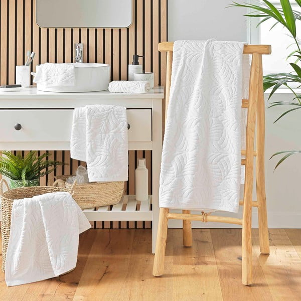 Valge puuvillane froteerätik 70x130 cm Madeira - douceur d'intérieur-image-3