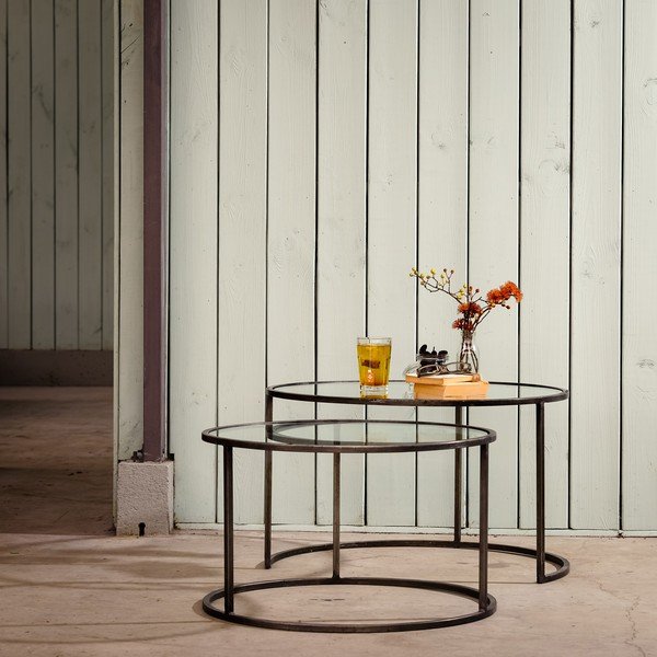 Hallist klaasist ümmargused kohvilaudad 2 tk ø 75 cm Duarte - Light & Living-image-1