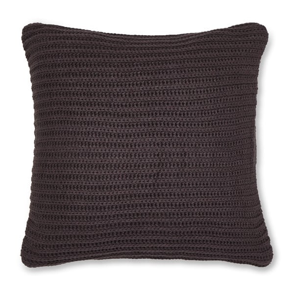 Tmavě hnědý pletený povlak na polštář Catherine Lansfield Knit, 45 x 45 cm