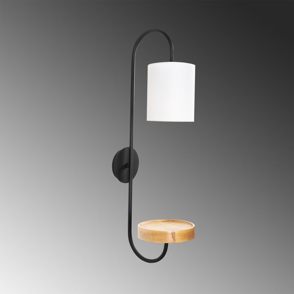 Černé kovové nástěnné svítidlo s bílým stínidlem Opviq lights Marylena-image-1