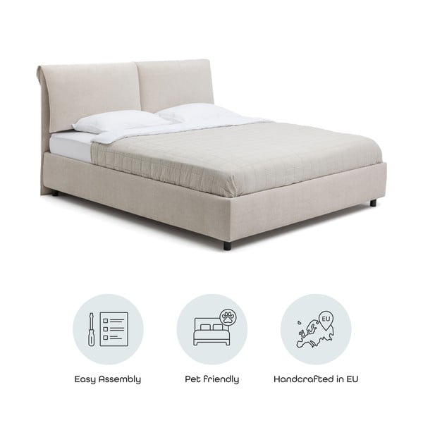 Beež polsterdatud kaheinimesevoodi koos voodipõhja ja panipaigaga 180x200cm Myra Pillow - Bonami Selection-image-4