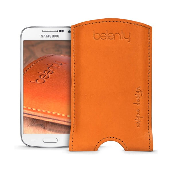 Kožený obal na Samsung Galaxy S4 mini Cognac