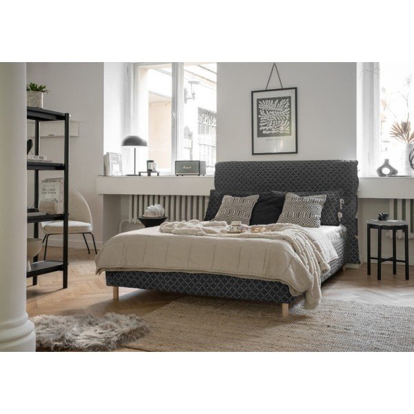 Hall polsterdatud kaheinimesevoodi koos voodipõhjaga 140x200 cm Sleepy Luna – Miuform-image-2