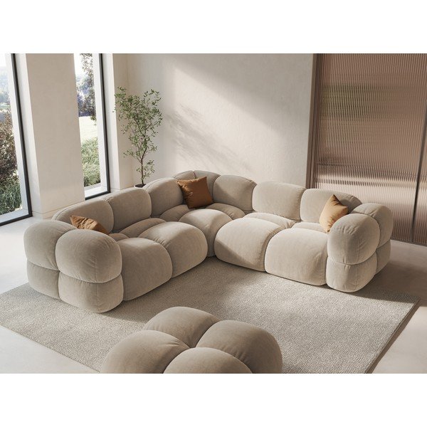  Beež sametist nurgadiivan Loretto – Cosmopolitan Design-image-1