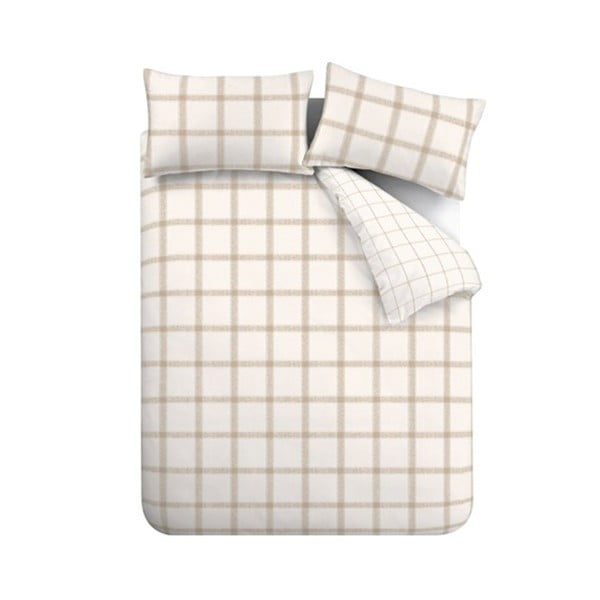 Beež puuvillane voodipesu kaheinimesevoodile 200x200 cm Oxton Check - Bianca