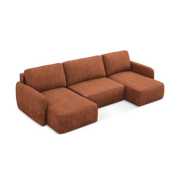 Terrakottapunane panipaigaga šenillist nurgadiivanvoodi (U-kujuline) Lilo - Makamii-image-2