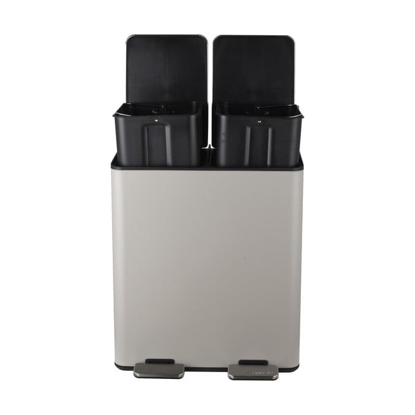 Hallikaspruun terasest prügikast 2x20 l sorteeritud jäätmete jaoks/pedaaliga Aliya - Spirella-image-2