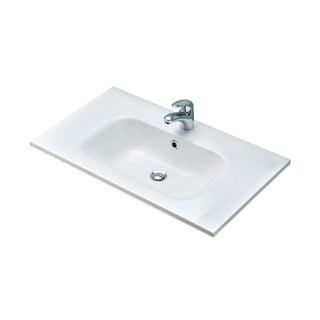 Valge valatud marmorist valamu ilma segistita 2x46 cm Quickset 393 - Pelipal