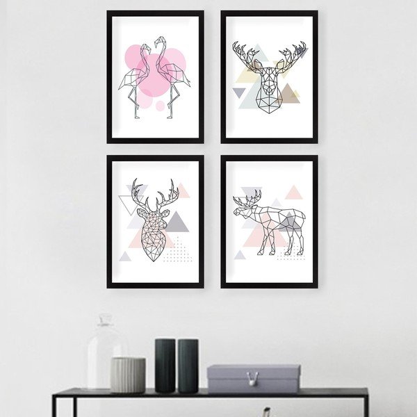 Plakatite komplekt raamides, 4 tk 24x29 cm Geometric Animals - Wallity-image-1