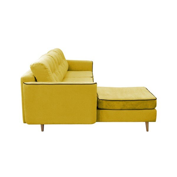 Hořčicově žlutá rozkládací pohovka se světlými nohami Mazzini Sofas Ladybird, levý roh-image-4