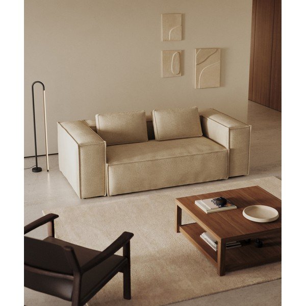 Beež kordvelvetist diivan 210 cm Blok - Kave Home-image-1