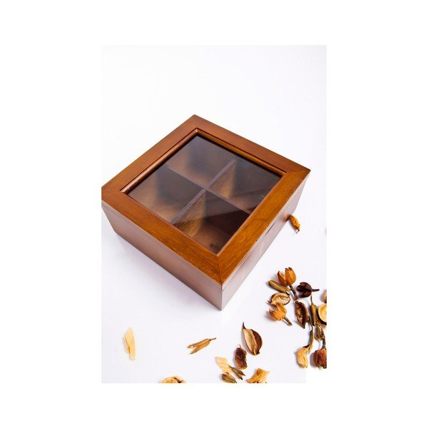 Dřevěná krabička na čaje Tea, 4 přihrádky-image-1