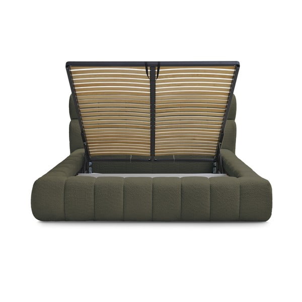 Roheline polsterdatud kaheinimesevoodi koos panipaiga ja voodipõhjaga 160x200 cm Mont Blanc - Bobochic Paris-image-3