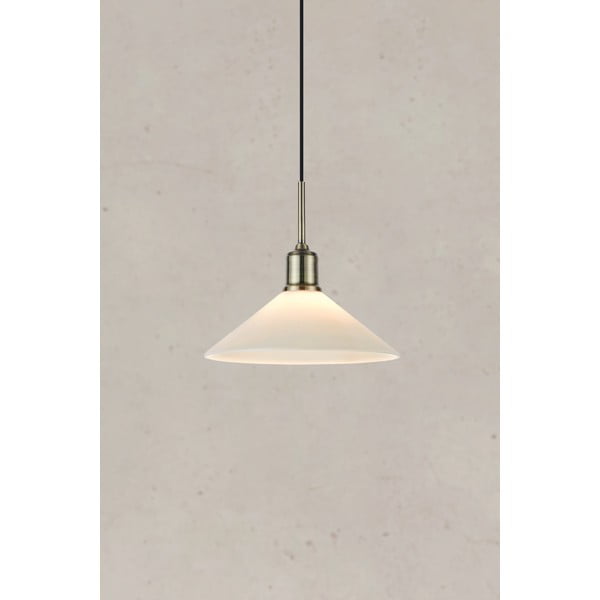 Valge-messingivärvi rippvalgusti klaasist varjuga ø 25 cm Vela - Markslöjd-image-4