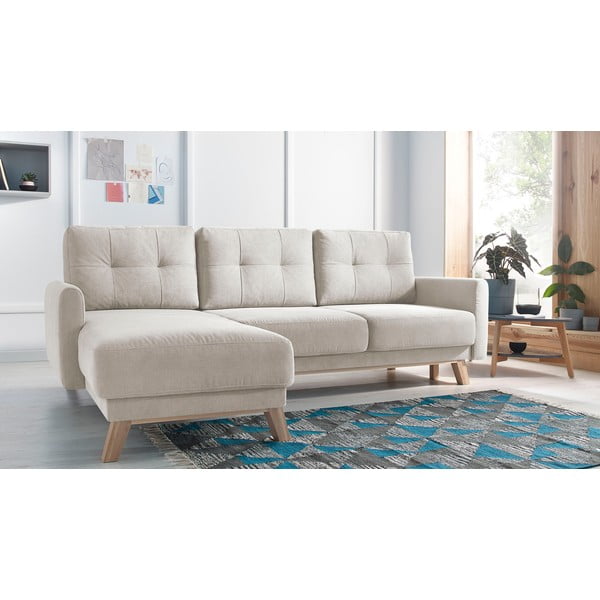 Béžová rozkládací rohová pohovka Bobochic Paris Balio Enjoy, levý roh-image-1