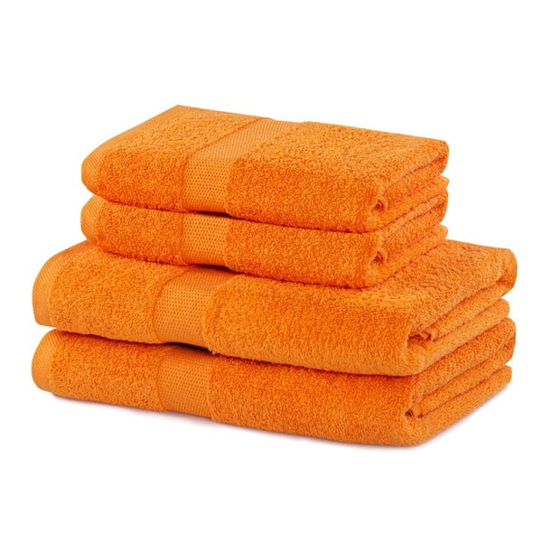 Oranžid puuvillased froteerätikud ja käterätikud 4tk komplektis Marina - DecoKing