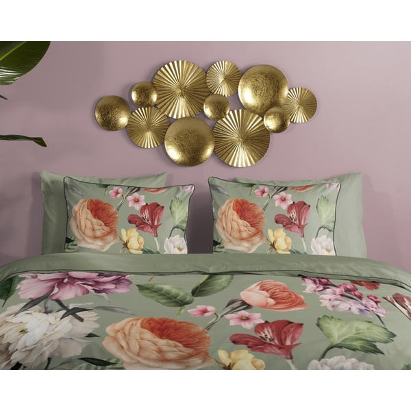 Roheline pikendatud satiin-puuvillast voodipesu kaheinimesevoodile 200x220 cm Fiori - Descanso-image-2