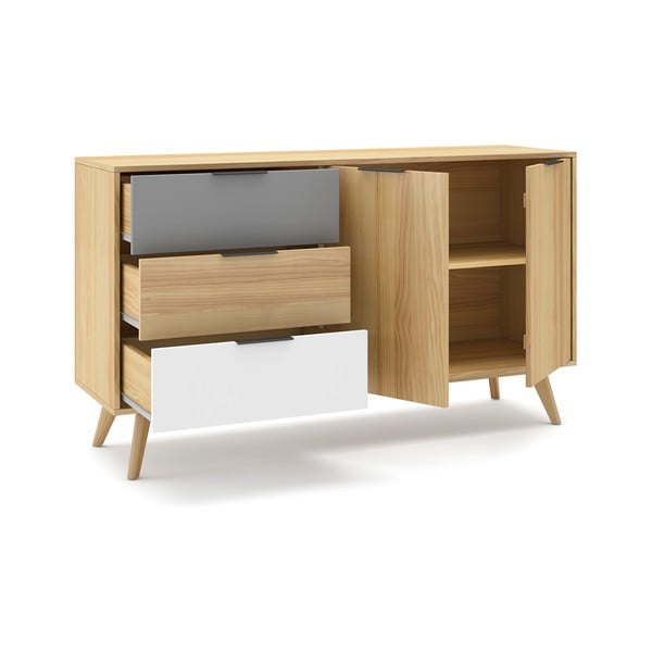 Madal kapp männipuidust naturaalses värvitoonis 140x81 cm Elfa - Marckeric-image-4