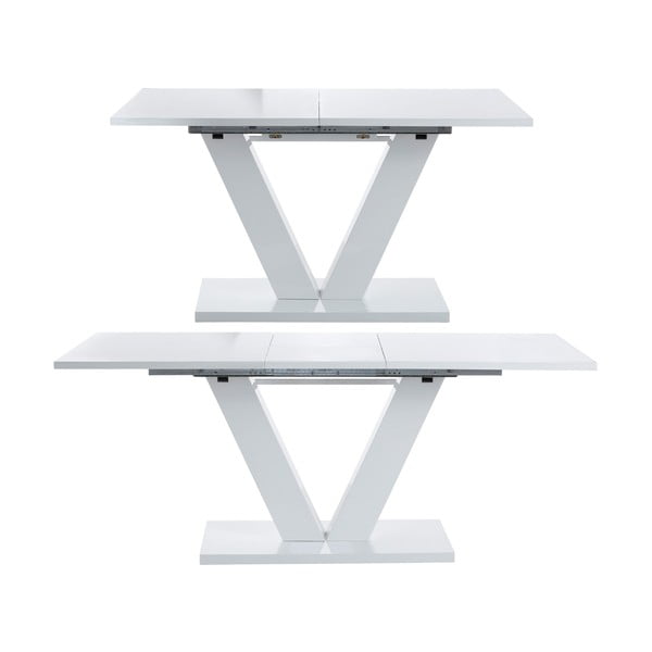 Valge kokkupandav kõrgläikega söögilaud Aaron, 140 x 90 cm - Støraa-image-2