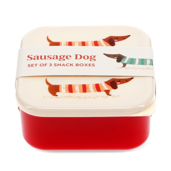 Punased-kreemid laste suupistekarbid, 3-osaline komplekt Sausage Dog - Rex London-image-2