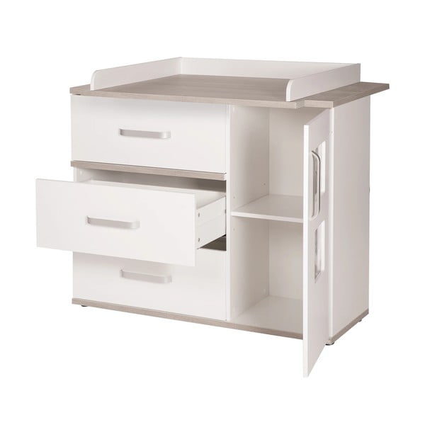 Valge jalakadekooriga mähkimislaud 117x102 cm Moritz – Roba-image-2