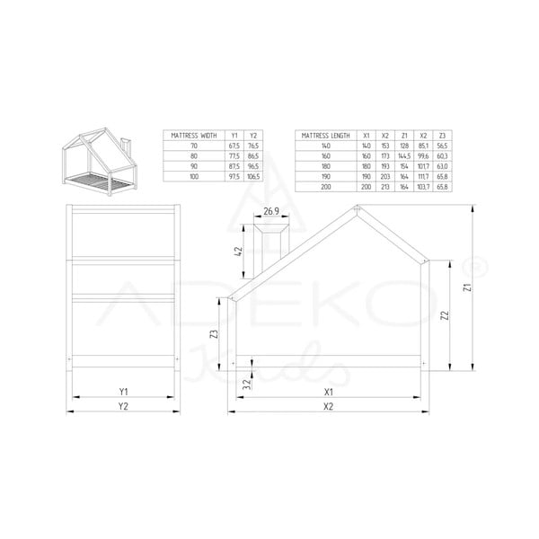 Majavoodi männipuidust Mila DMS, 140 x 200 cm - Adeko -image-3