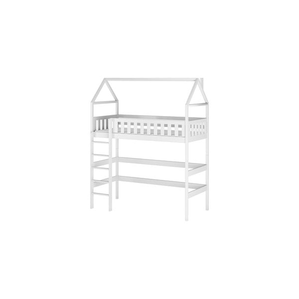 Bílá domečková vyvýšená dětská postel z borovicového dřeva 80x160 cm Otylia - Lano Meble